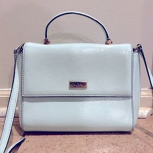 Medium size powder blue Kate Spade handbag.